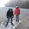 Fred stomps on some ice, A Frosty Walk Around Brome, Suffolk - 22nd January 2023