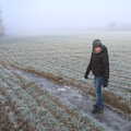 Fred's found a nice run of very thick ice, A Frosty Walk Around Brome, Suffolk - 22nd January 2023