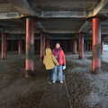 Harry and Isobel under the pier, A Short Trip to Felixstowe, Suffolk - 22nd January 2023