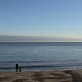 Two people on an otherwise-empty beach, A Short Trip to Felixstowe, Suffolk - 22nd January 2023
