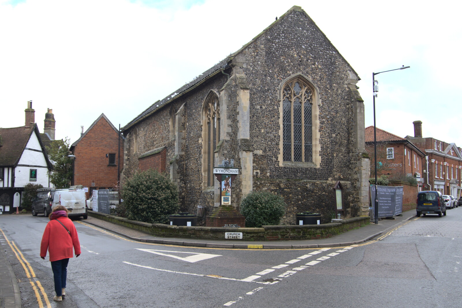 Isobel walks past the Wymondham Arts Centre from A Postcard from Wymondham, Norfolk - 26th January 2023