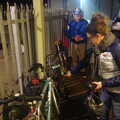 Suey extricates her bike from the pile, A Trip to Ampersand, Sawmills Road, Diss - 27th January 2023
