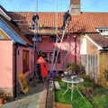 Scaffolding is installed, so the roof can be fixed, Cameraphone Catch-up and a B-17 Crash, Brome, Suffolk - 4th February 2023