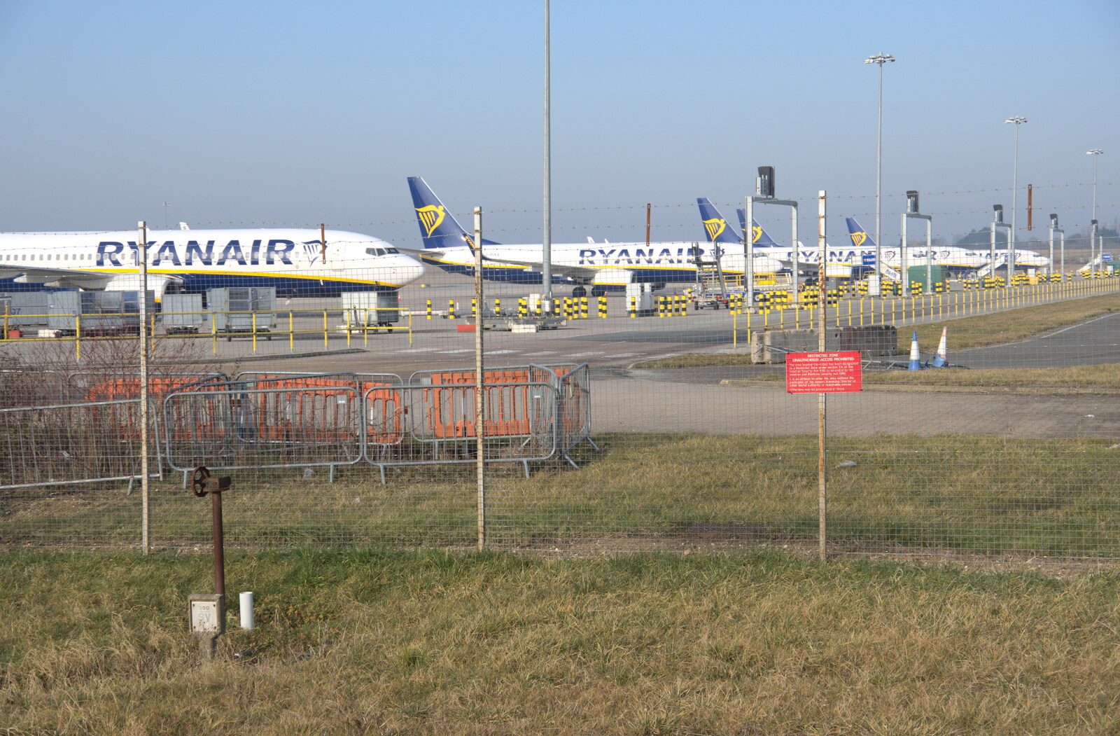 Blackrock North and Newgrange, County Louth, Ireland - 16th February 2023: Ryanair has a lot of planes stacked at Stansted
