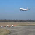 An Emirates 777 heavy comes in to land, Blackrock North and Newgrange, County Louth, Ireland - 16th February 2023
