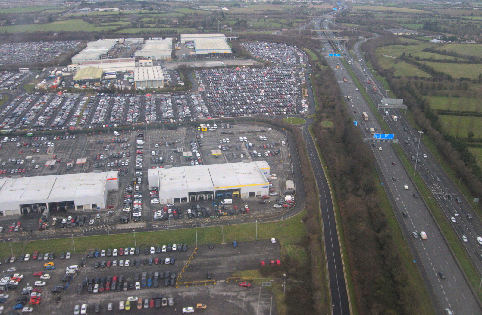 Blackrock North and Newgrange, County Louth, Ireland - 16th February 2023: The M1 motorway outside Dublin airport