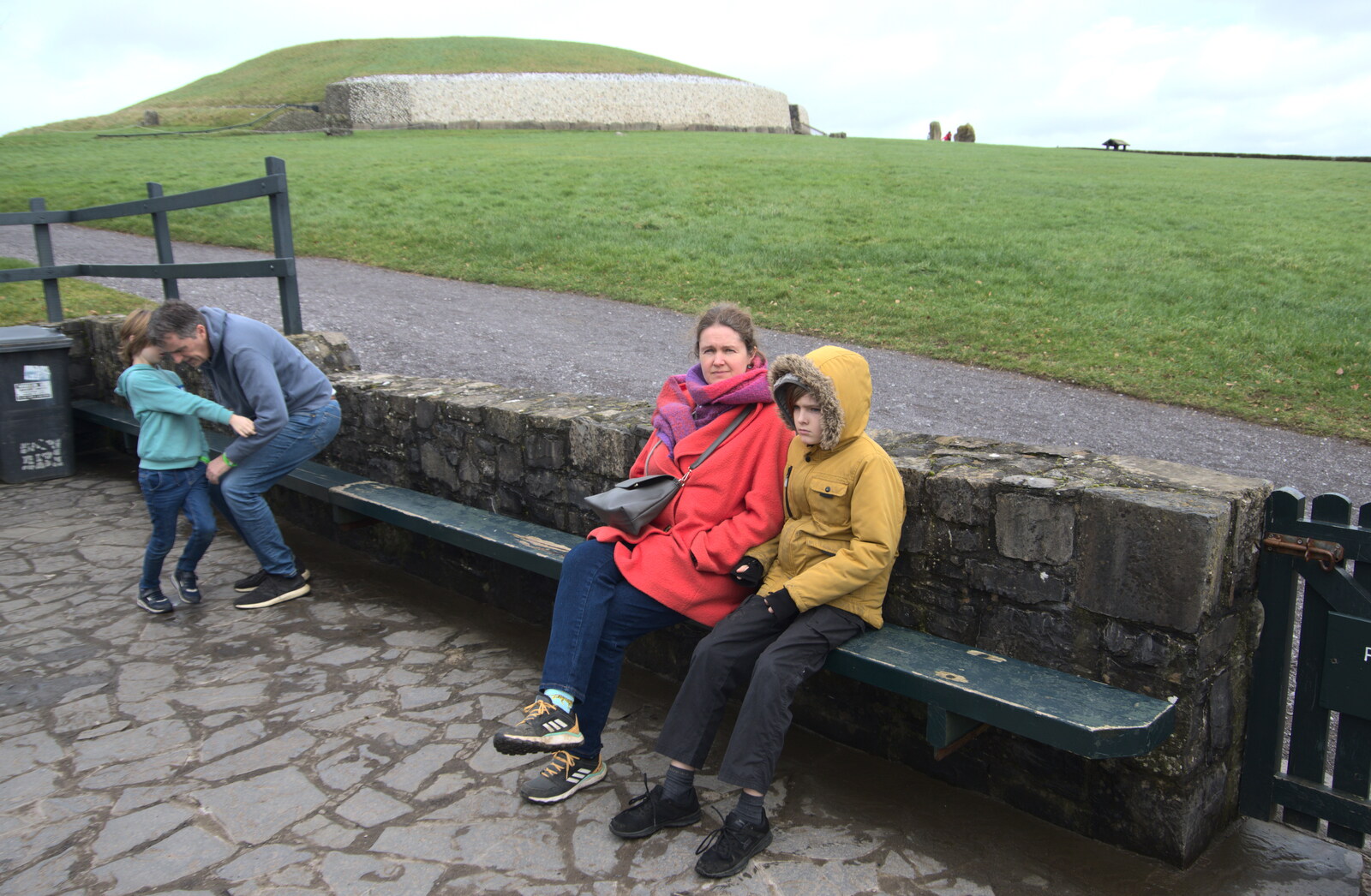 Blackrock North and Newgrange, County Louth, Ireland - 16th February 2023: Isobel and Harry wait for the tour guide