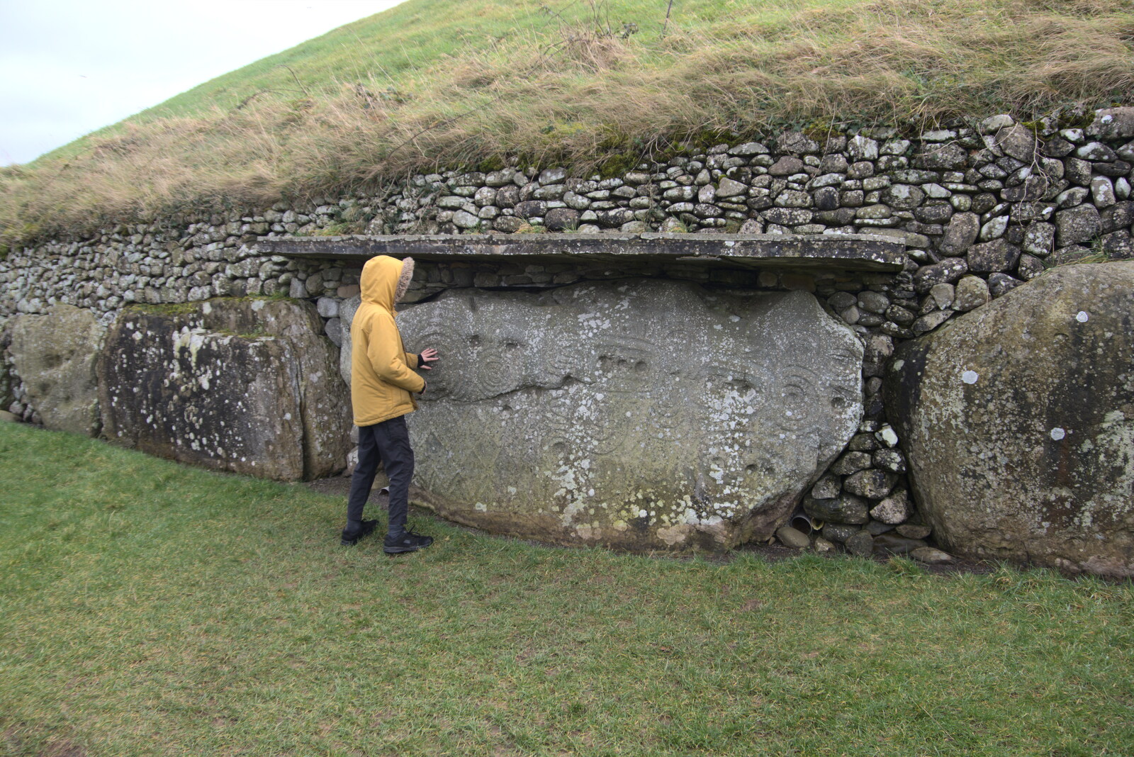 Blackrock North and Newgrange, County Louth, Ireland - 16th February 2023: Harry gets in touch with the ancestors