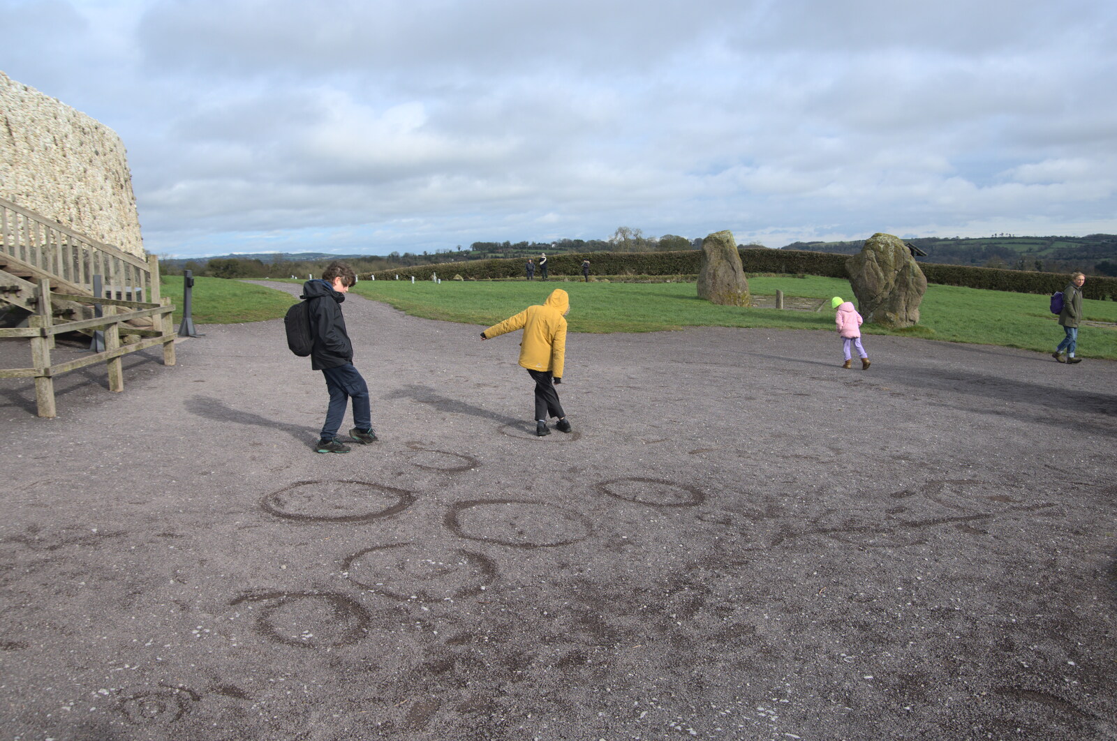Blackrock North and Newgrange, County Louth, Ireland - 16th February 2023: Fred and Harry make their own circles