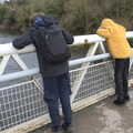 Fred and Harry play Pooh Sticks on the Boyne, Blackrock North and Newgrange, County Louth, Ireland - 16th February 2023
