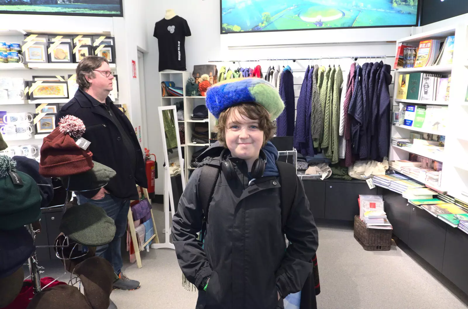 Fred has a go with a hat, from Blackrock North and Newgrange, County Louth, Ireland - 16th February 2023