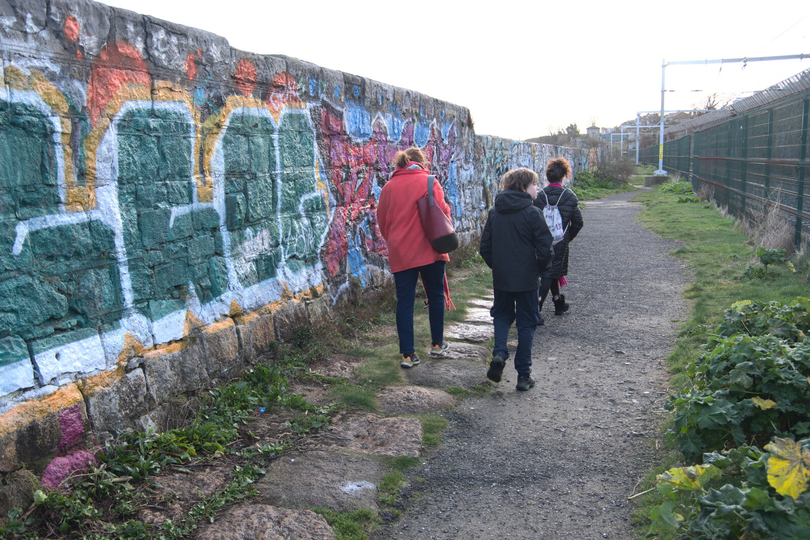The Dead Zoo, Dublin, Ireland - 17th February 2023: We walk past the graffiti sea wall
