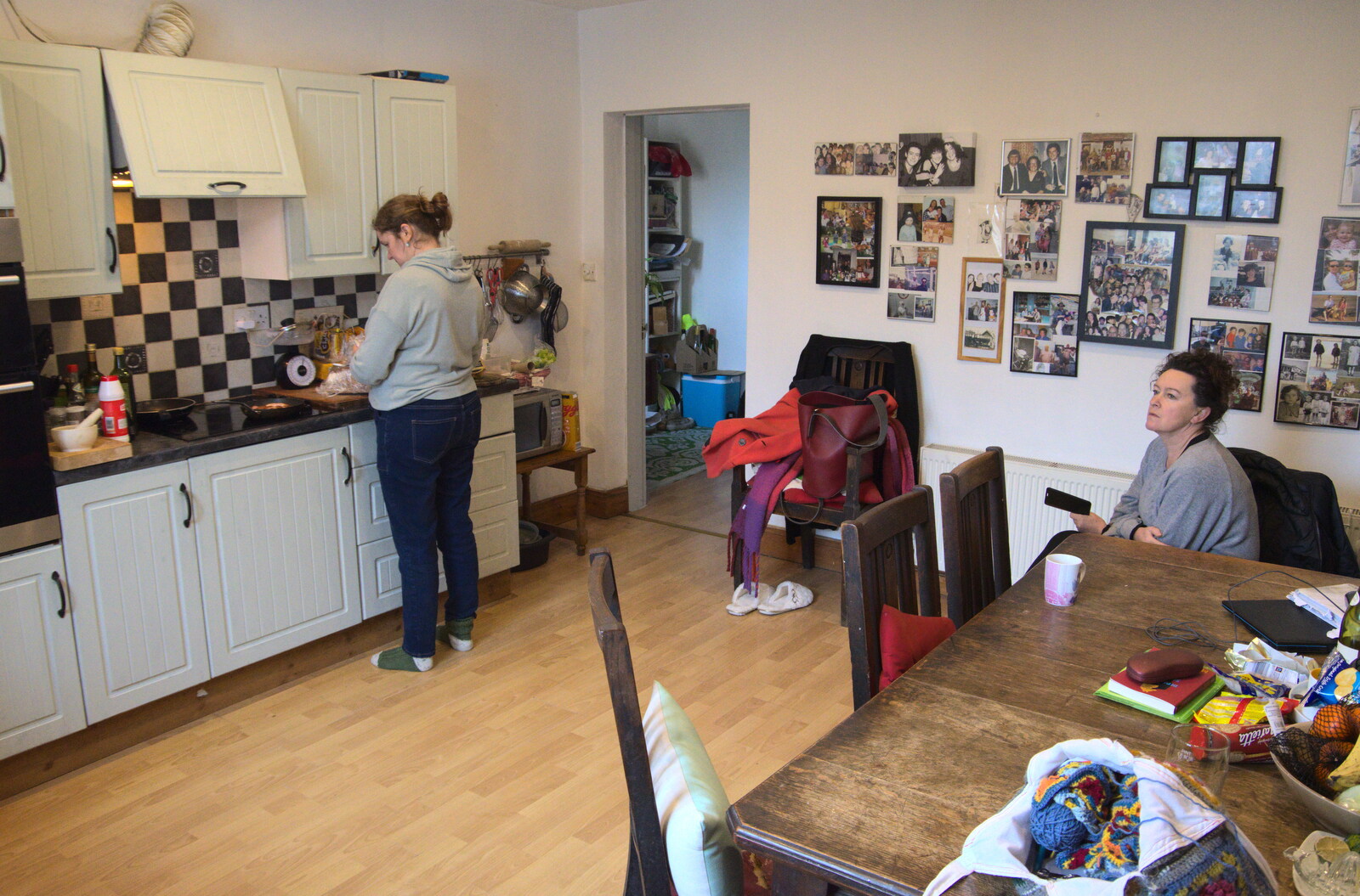 The Dead Zoo, Dublin, Ireland - 17th February 2023: Isobel and Evelyn in the kitchen
