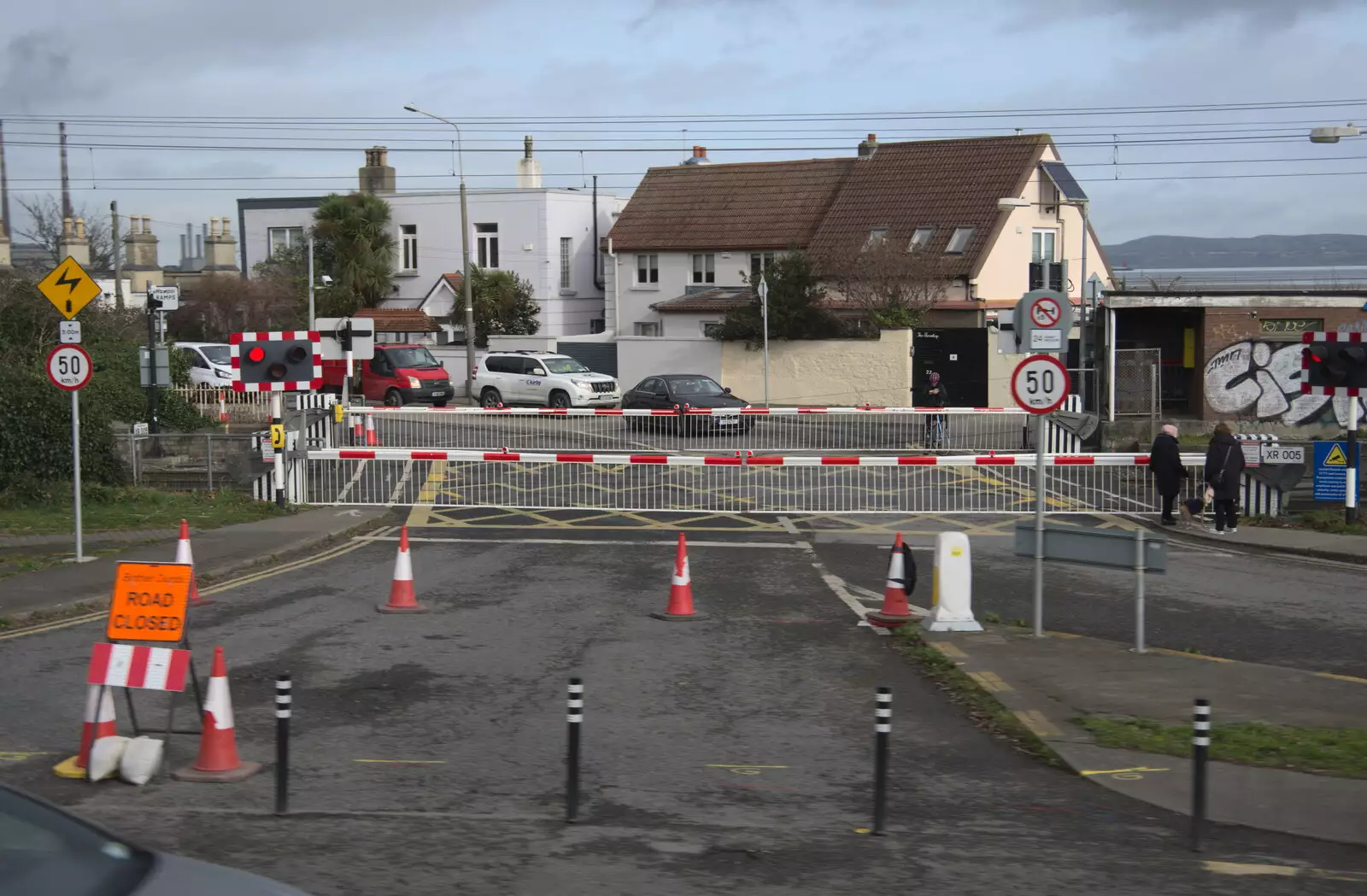 The junction onto Strand Road is closed off, from The Dead Zoo, Dublin, Ireland - 17th February 2023