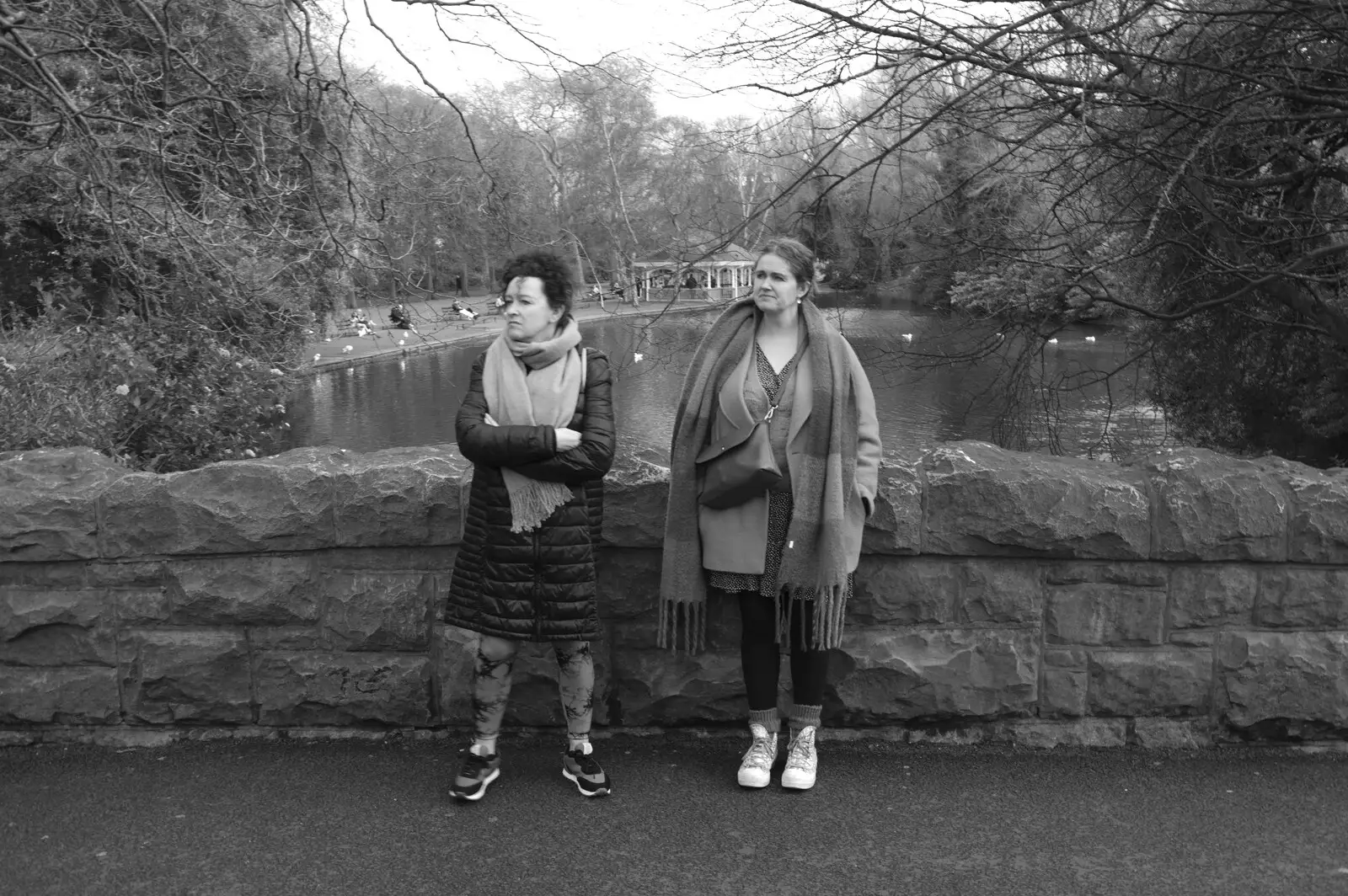 Evelyn and Isobel on a bridge, from The Dead Zoo, Dublin, Ireland - 17th February 2023