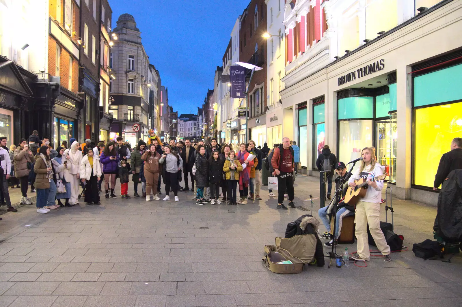 The buskers on Grafton Street, from The Dead Zoo, Dublin, Ireland - 17th February 2023