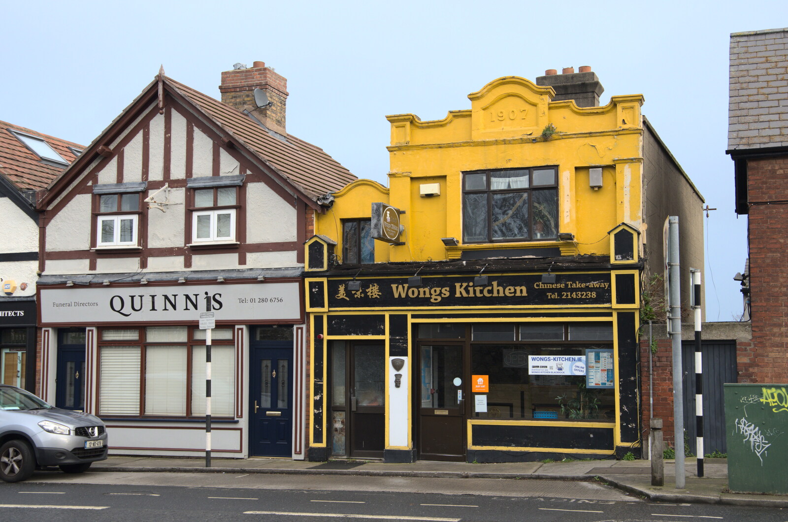 The End of the Breffni, Blackrock, Dublin - 18th February 2023: An Edwardian building from 1907, now a takeaway