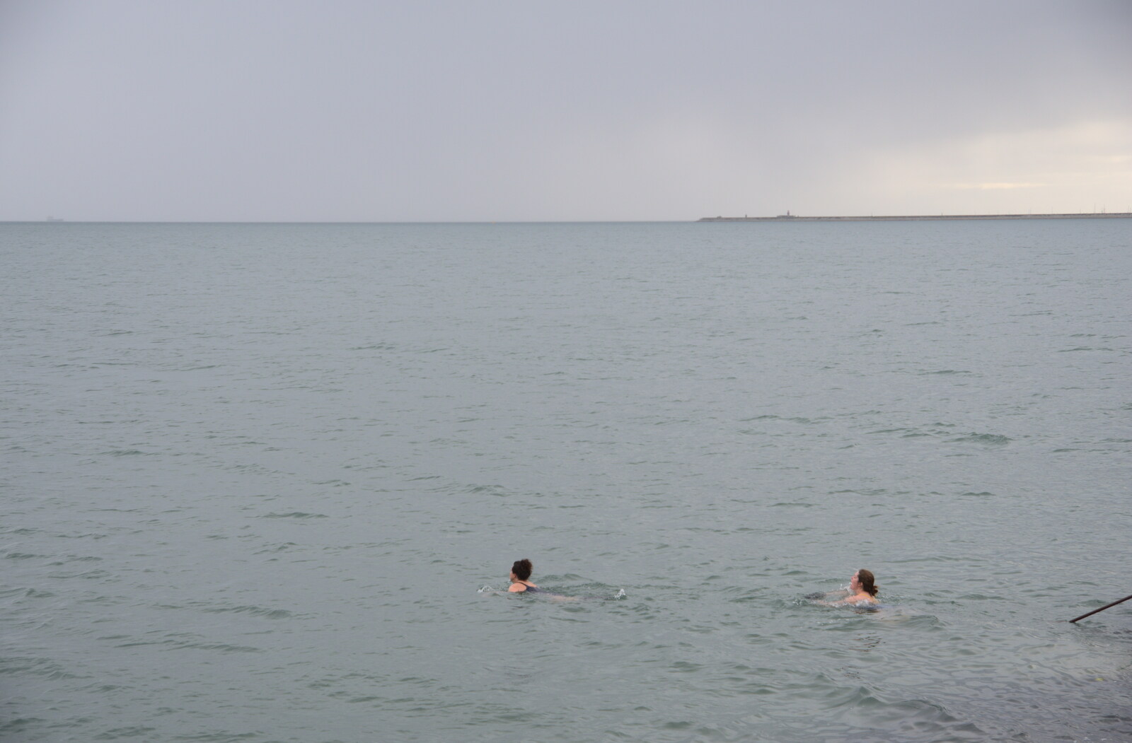 The End of the Breffni, Blackrock, Dublin - 18th February 2023: Evelyn and Isobel are in the sea again