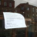 A letter to customers is stuck up in the window, The End of the Breffni, Blackrock, Dublin - 18th February 2023