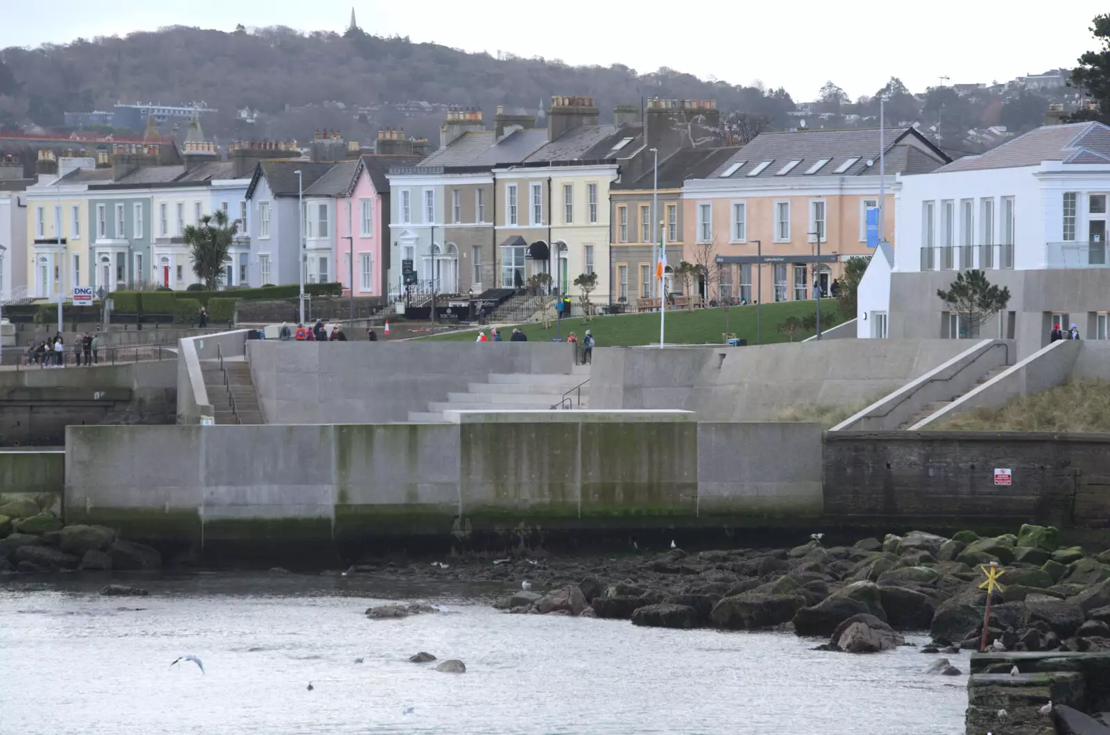 The new brutalist concrete 'baths', from The End of the Breffni, Blackrock, Dublin - 18th February 2023