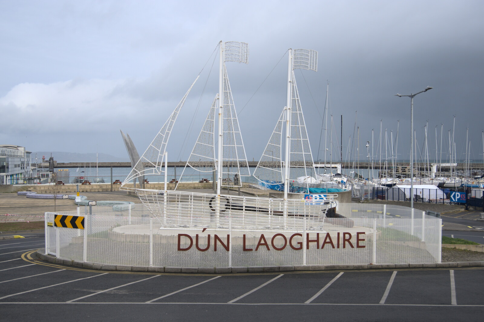 The End of the Breffni, Blackrock, Dublin - 18th February 2023: A boat sculpture at Dún Laoghaire
