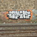 A funky graffiti tag on the DART wall, The End of the Breffni, Blackrock, Dublin - 18th February 2023