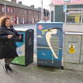 Da Wheeze has a smoke by a heron mural, The End of the Breffni, Blackrock, Dublin - 18th February 2023