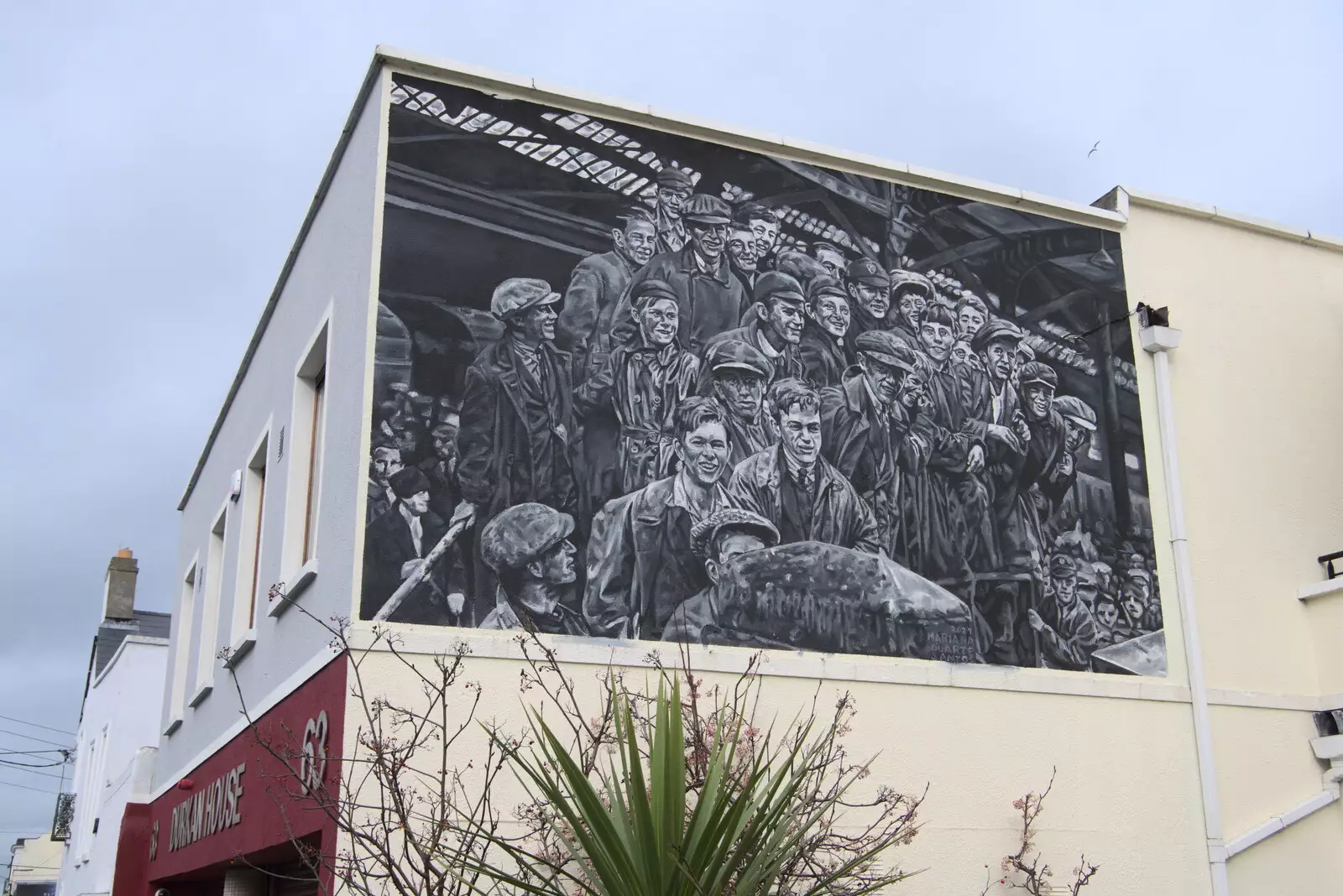 A big mural on a wall on York Road, from The End of the Breffni, Blackrock, Dublin - 18th February 2023