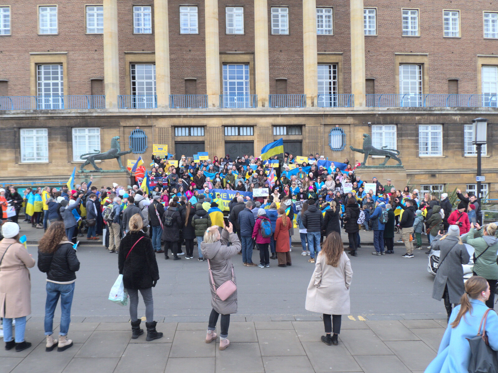 The Detectorists, and a Trip to the Market, Norwich - 25th February 2023: There's a big Ukraine protest outside City Hall