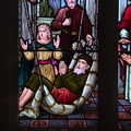 A detail from the impressive 1858 stained windows, Lunch in Harleston, Norfolk - 1st March 2023