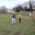 Isobel and Harry on the Town Moors playing field, A Short Walk in the Woods, Eye, Suffolk - 4th March 2023