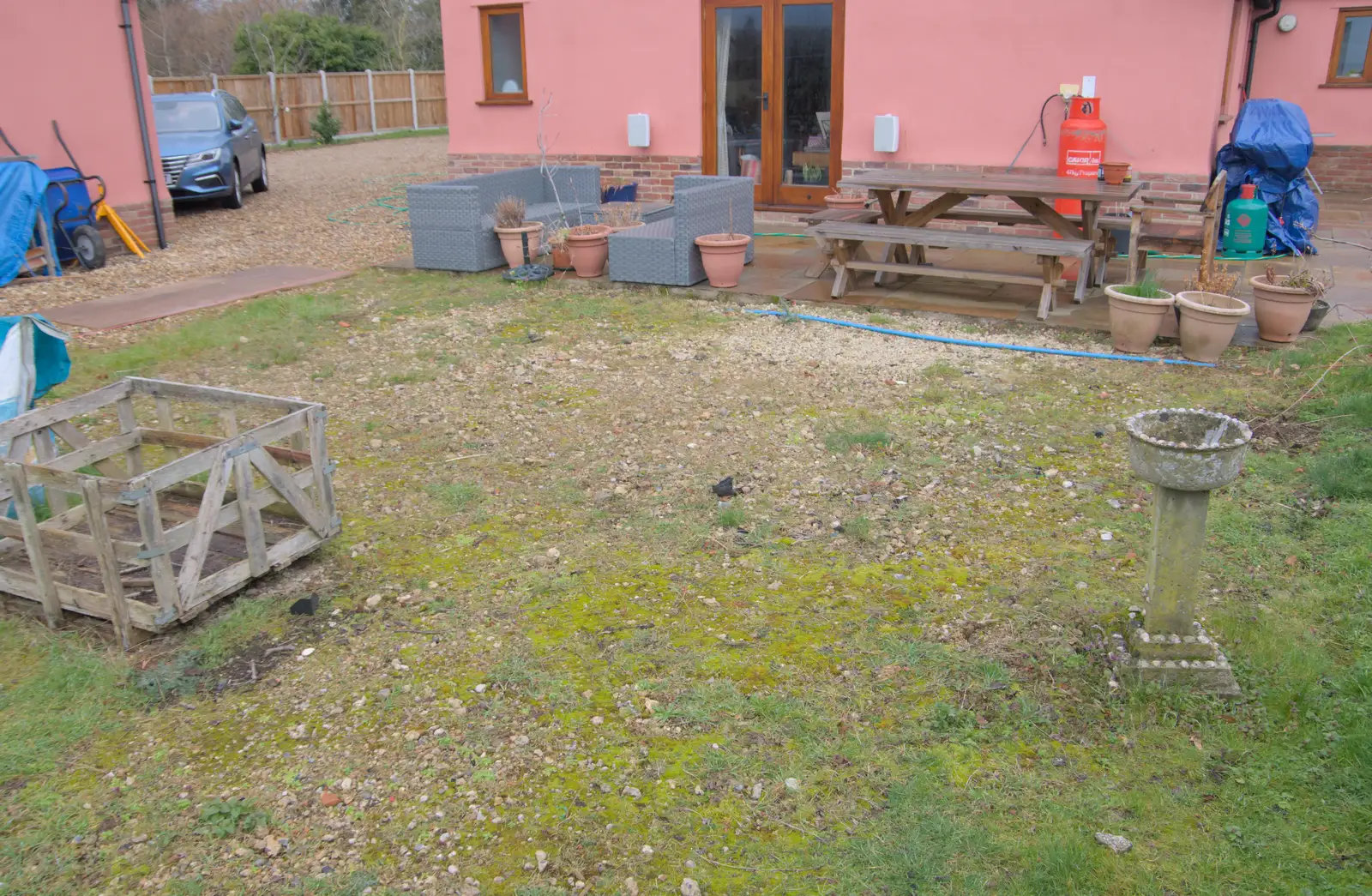 The crushed concrete has almost reverted to lawn, from A Short Walk in the Woods, Eye, Suffolk - 4th March 2023