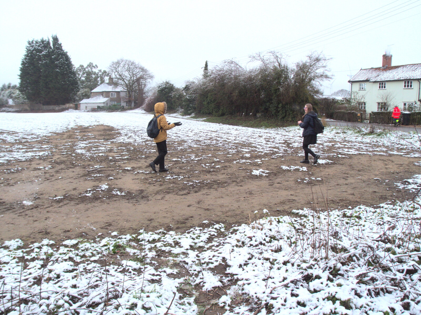 Harry's out on the field in the snow from Guys, Dolls, and a Snow Day, Brome, Suffolk - 11th March 2023