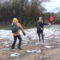 Harry and The Roph have a snowball fight, Guys, Dolls, and a Snow Day, Brome, Suffolk - 11th March 2023
