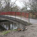 A wrecked child's bicycle and a footbridge, A Postcard from Thetford, Norfolk - 15th March 2023