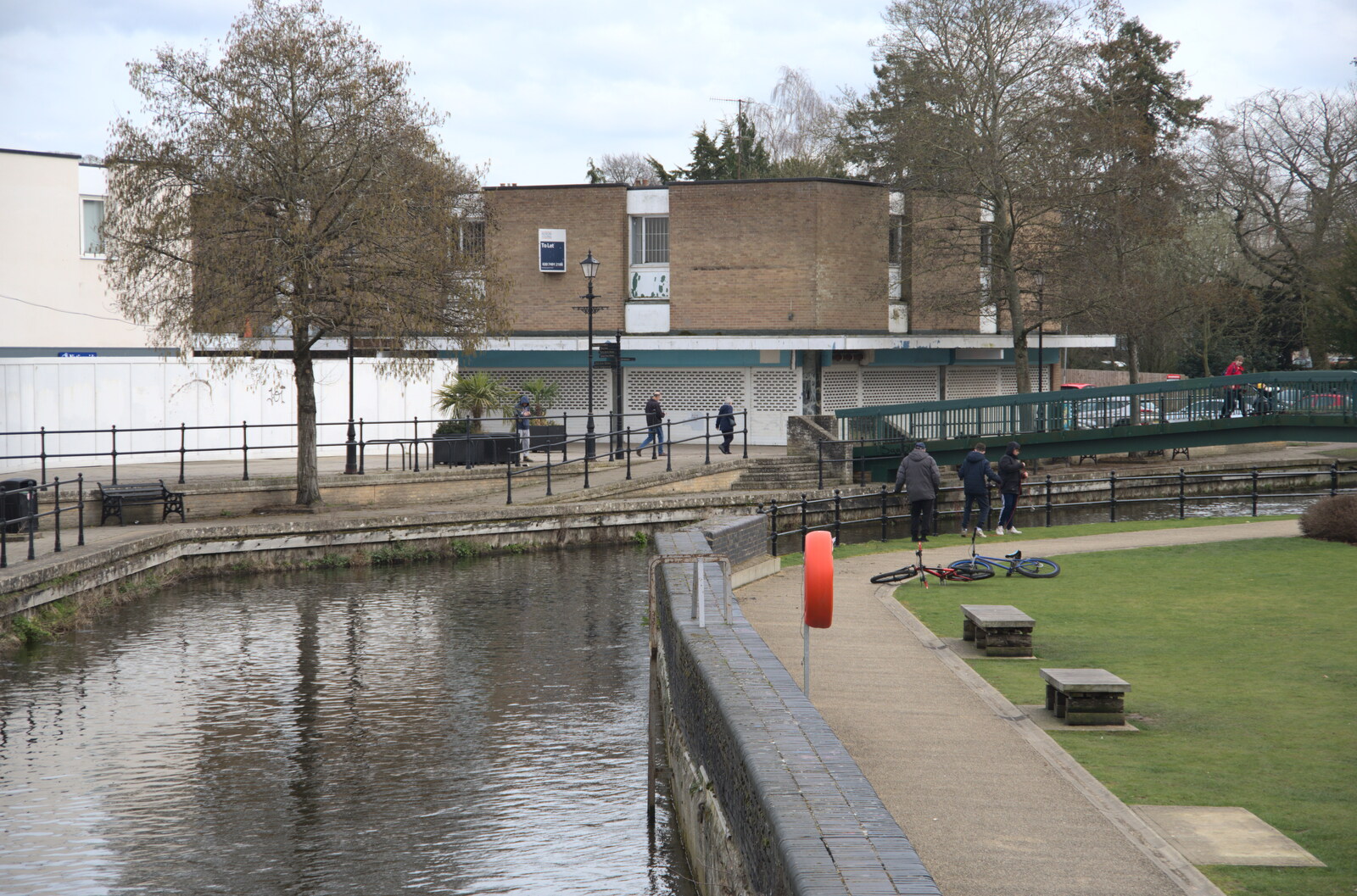 1960s buildings on Riverside Walk from A Postcard from Thetford, Norfolk - 15th March 2023