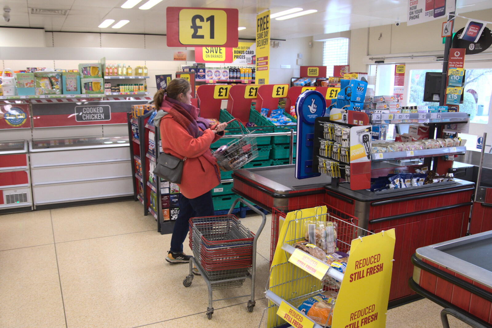 The checkouts of Iceland in Thetford from A Postcard from Thetford, Norfolk - 15th March 2023