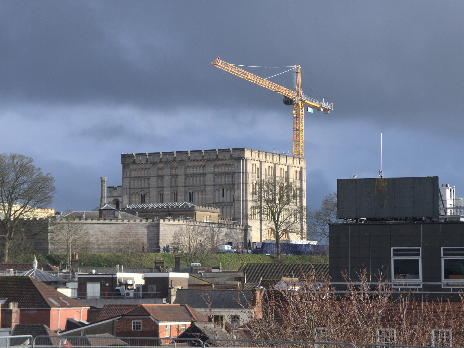Norwich Castle has a crane looming over it from It's a Stitch Up: A Trip to Norwich, Norfolk - 18th March 2023
