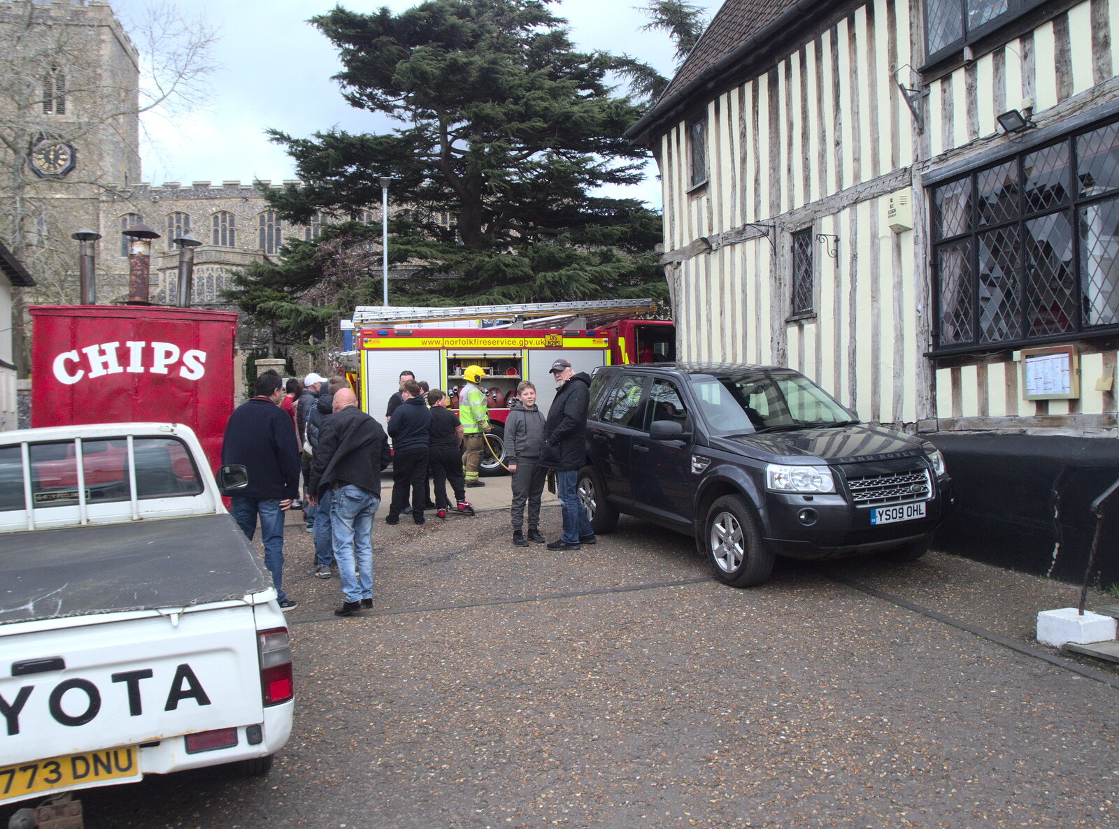 There's a commotion outside Dolphin House in Diss from Dolphin House Fire and an Escape Room, Diss and Norwich - 26th March 2023