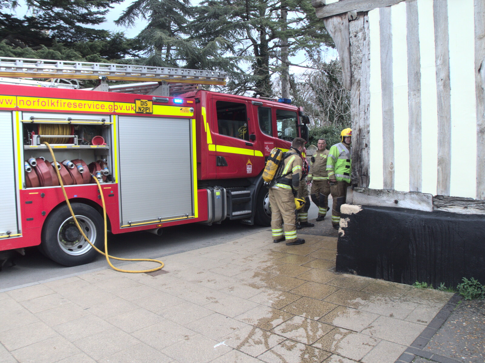 The corner of Dolphin House had been on fire from Dolphin House Fire and an Escape Room, Diss and Norwich - 26th March 2023