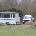 Harry pokes about near the van, A Day in New Milton, Hampshire - 3rd April 2023