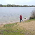Fred flings stones into the lake, A Day in New Milton, Hampshire - 3rd April 2023