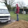 Fred stands on a pile of gravel near the gate, A Day in New Milton, Hampshire - 3rd April 2023