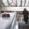 A dude in a hat on the escalator at Waterloo, A Day in New Milton, Hampshire - 3rd April 2023