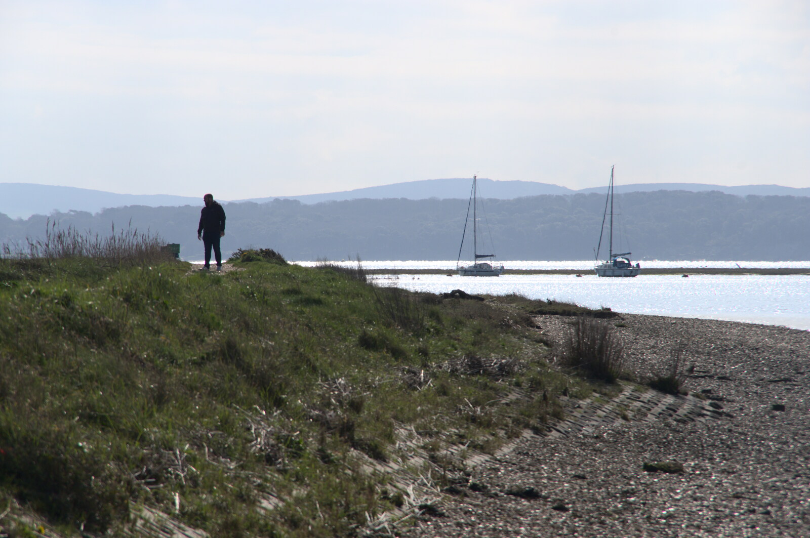 A dude on the sea wall near Keyhaven from A Day in New Milton, Hampshire - 3rd April 2023