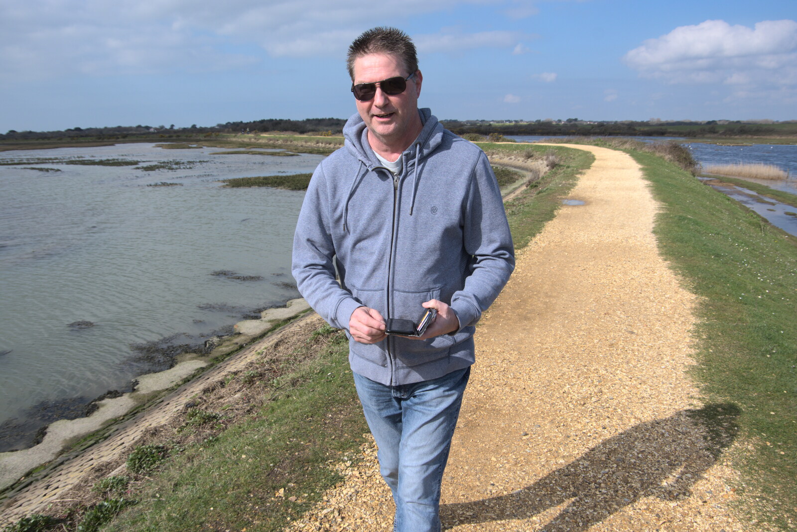 Sean on the path along the sea wall from A Day in New Milton, Hampshire - 3rd April 2023