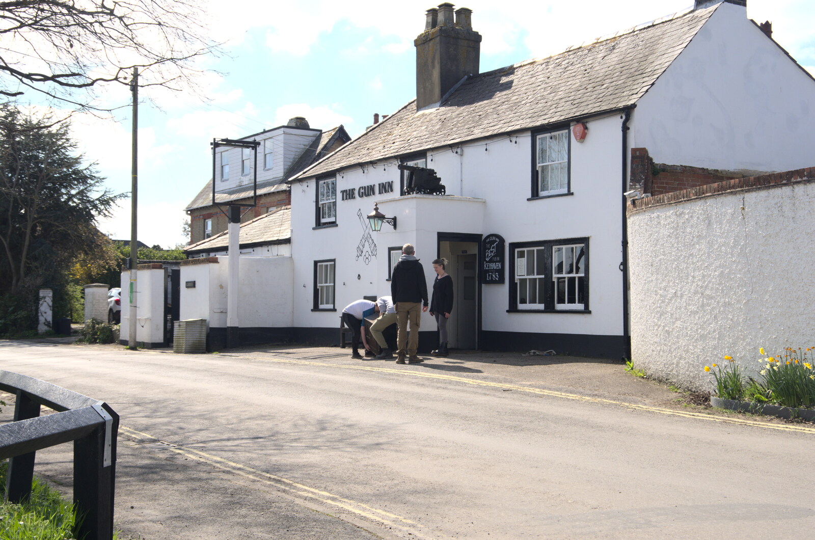A safe is being hauled out of the Gun Inn from A Day in New Milton, Hampshire - 3rd April 2023