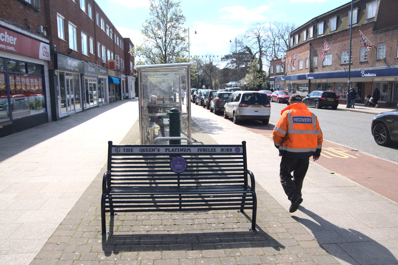 A platinum jubilee bench in New Milton from A Day in New Milton, Hampshire - 3rd April 2023