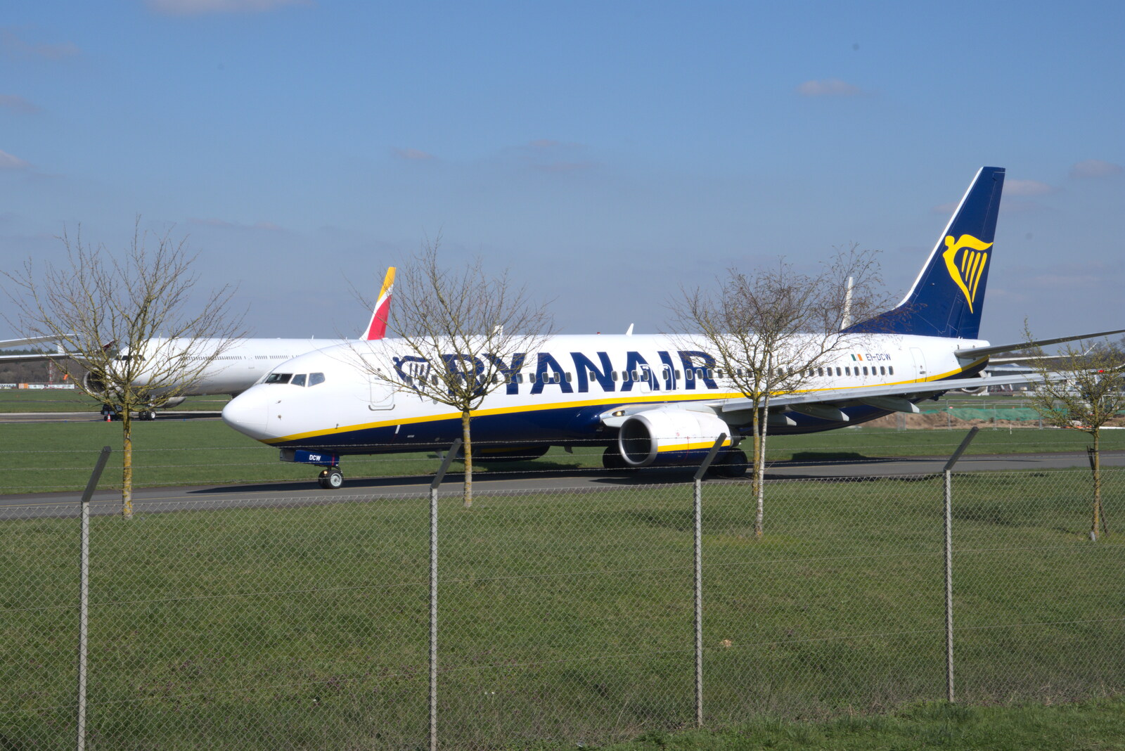 A Ryanair Boeing 737-800 taxis at Hurn Airport from A Day in New Milton, Hampshire - 3rd April 2023
