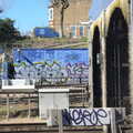 Sky-blue graffiti near a train wash, A Day in New Milton, Hampshire - 3rd April 2023